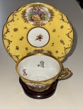 Rare  Fine Antique Wehsener Dresden  Cup & Saucer Set Panoramic Scene  c1891 picture