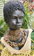 Stunning African Tribal Woman Bust Resin Sculpture Decor picture