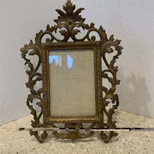 ANTIQUE VICTORIAN GILDED CAST IRON DRESSER PICTURE FRAME ORNATE VINTAGE picture