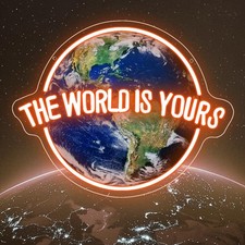 RuCvixkt The World is Yours Neon Sign, Led Light Sign for Wall Decor, Acrylic... picture