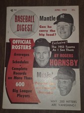 April 1953 Baseball Digest Magazine Mickey Mantle Yankees Vintage Baseball picture