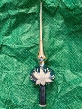 Vintage MCM Mercury Glass Christmas Tree Topper Blue White Silver No Box -READ picture