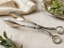 Vintage Leonard Italy Silverplate Scissor Serving Tongs picture