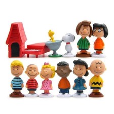 Anime Peanuts Snoopy Charlie Sally Woodstock Mini Figure Model Cake Toppers 12pc picture