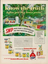 1950 House Home Paint Vintage Print Ad 50s SWP Sherwin William Brush Roller Deck picture