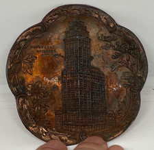 Vintage Souvenir NY City Small Metal Woolworth Building Trinket Dish  picture