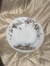 Antique Karlsbad BDD Porcelain Hand Painted Cabinet Plate With Branch & Building picture