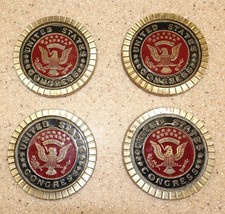 Vintage US Congress Coasters Set of 4 Brass/Enamel picture