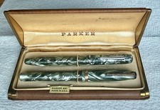 1941 Parker Fountain Pen Set.  Parker Parkette Zephyr & Aikin Lambert Vis-O-Pen. picture