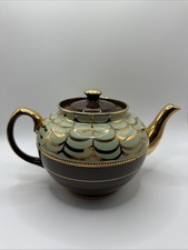SADLER TEAPOT VINTAGE 1940S BROWN,GREEN,& GOLD PLATED Beautiful picture