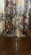 Preowned NOS For 3” Fitter x 13-1/2” Tall Clear Glass Hurricane Oil Lamp Chimney picture