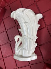 Vintage McCoy Pottery White Swan in Rushes Vase Midcentury 1940s 1950s picture