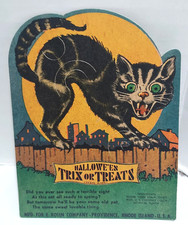 Vtg Halloween Trix or Treats Sucker Candy Card E Rosen 1930's NOS Unused Display picture