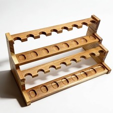 Acacia Wood Tobacco Pipe Stand 16 Smoking Pipes Double-Layer Display Holder Prem picture