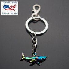 Shark Keychain Clip Neon Rainbow Charm Great White Fins Mouth Teeth Pendant Gift picture