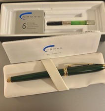 NOS Cross Translucent Green/Gold Fountain Pen 14K M Nib Gold Never Inked picture