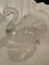 Vintage Regaline Clear Swan Dish Bowl Planter Hard Plastic Lucite #432 USA picture