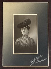 Antique Edwardian Photograph — Young Woman in Dramatic Plumed Hat, c. 1907 picture