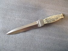 ALLEN ELISHEWITZ KNIVES-DAGGER w/ SCRIMSHAW DESIGN ARTIST SIGNED-DAVID SALK 1990 picture