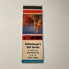 Raffensberger's Gulf Service N Hills York PA Vintage Matchbook Cover 5MB126-4-3 picture