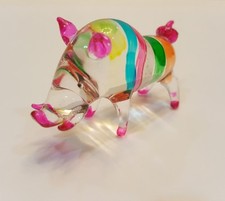 Wild Boar Pig Figurine Art Animal Hand Blown Glass Mini Collect Home Decor Gifts picture