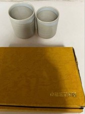 Yunomi Oda Pottery Gray Teacup Pair Set Cup Chinese Used picture