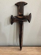 Handcrafted Distressed Stained Wooden Cross Wall Hanging Christian Decor 10.5 In picture
