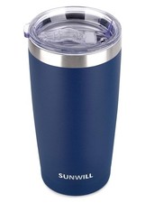 SUNWILL Travel Coffee Tumbler 20 oz, 20 Ounces, Powder Coated Navy Blue picture