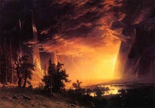 Oil painting albert bierstadt landscape Sunset in the Yosemite Valley canvas 36