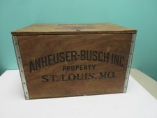 Vintage Budweiser Wood Beer Wooden Crate Box Checkers Anheuser-Busch 1876 Caps picture