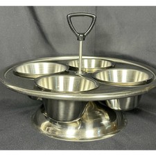 Mid-Century Modern Large Stainless Condiment Snack Holder Lazy Susan picture