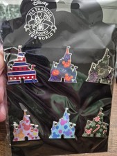 Disney Parks Set Of 6 Castle Icon Pins- Seasonal Theme, Disney Franchise NIP picture