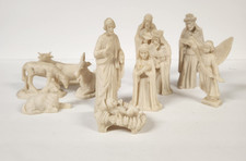 Vntg White Carved Mexican Nativity Christmas Set Of 11 Made In Mexico * Read* picture