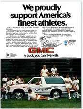 1984 GMC Print Ad, Proudly Support America's Olympic Athletes LA Jimmy Truck picture