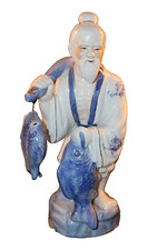 VTGAsian Chinese Oriental Fisherman Porcelain Ceramic 15