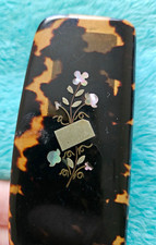 Antique rectangular pocket case snuff box molted amber and black tortoise shell picture