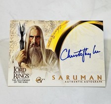 TOPPS 2001 LORD OF THE RINGS FELLOWSHIP - CHRISTOPHER LEE as SARUMAN  AUTO picture