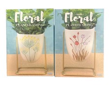 Streamline Ceramic Floral Swing & Sway Planter 2pc Lot Gifting Home Decor NIB picture