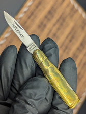VALOR MIAMI RIFLEMAN 1986 Bullet Style Pocket Knife Brass NOS Unused Vintage picture