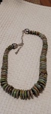 Chunky Green turquoise disc choker style beaded necklace picture