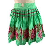 Vintage Ever-Pleat Apron by Lowenstein Sons Pleated Half Apron Green Floral New picture