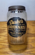 Vtg Dukes Home Made Mayonnaise Jar W/ Lid And Label 5