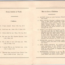 c1940s Christian Church Seven Articles of Faith Prayer Guide Religious Card 7B picture