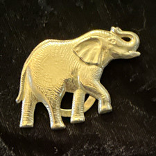 Scarf pin Silver-Tone Elephant Pinback Pin w/ Ring Clasp, Animals Theme picture