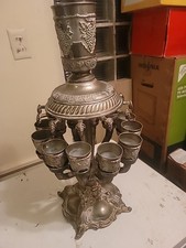 Original Vtg. Judaica Sabbath Kiddush 12 Cup Wine Fountain Judaism Silver Plated picture