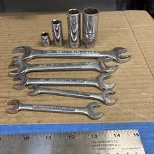 Vintage S-K 4 Open End Wrenches, & 4 6 Pt. Sockets SAE USA 8 Piece Lot picture