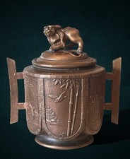 Antique Japanese Meiji Period Copper Over Bronze Censer - Incense Burner Signed picture