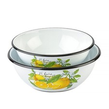 Novomoskovsk Lemon Enamel Bowl Set of 2 Mixing Bowl Set - 2.7 qt, 4.2 qt picture