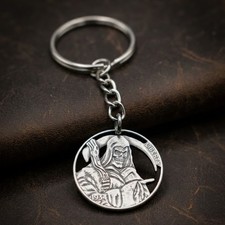 1934 Hobo Nickel Cut Coin Keychain The Angel Of Death Custom American US Art picture