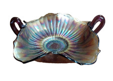 Fenton Vintage Amethyst Carnival Glass Strippled Rays Candy/Trinket Dish picture
